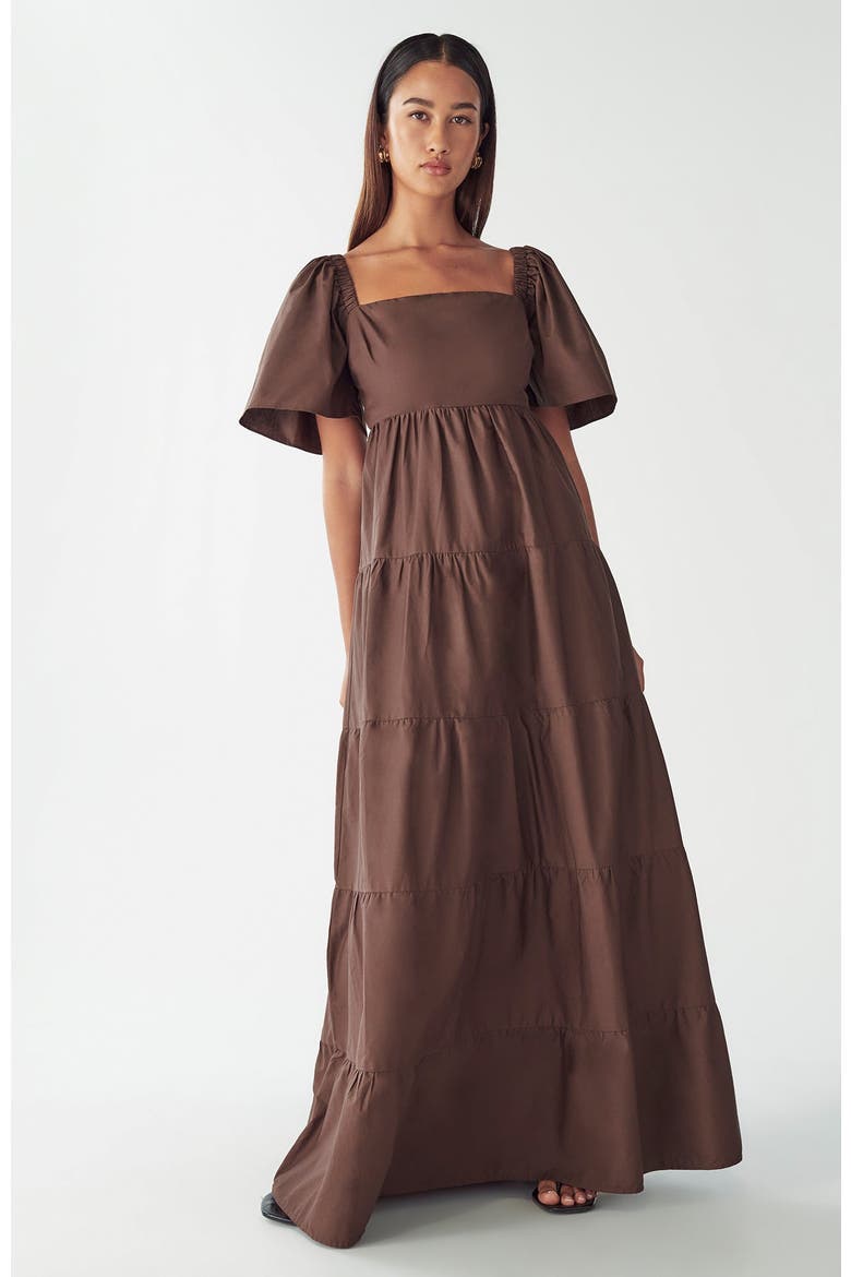 Zelda Tiered Dress, Alternate, color, Chocolate