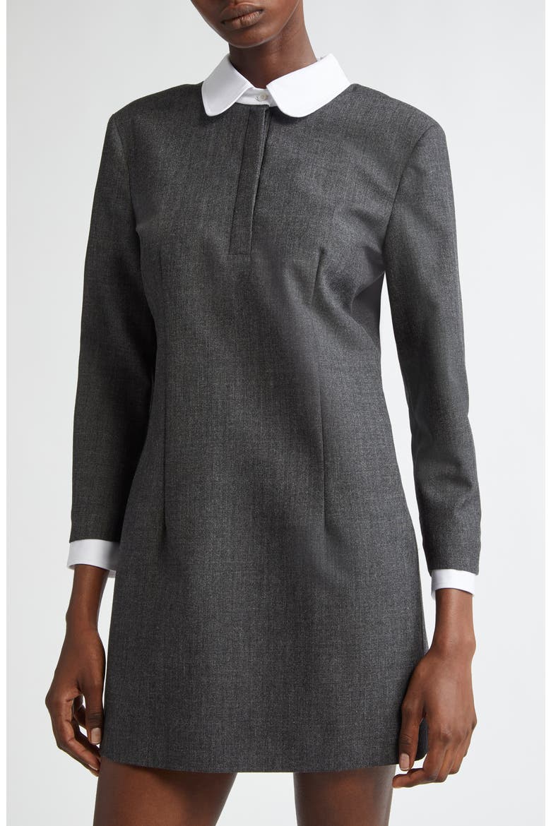 Wool & Cotton Mixed Media Minidress, Alternate, color, DARK GREY