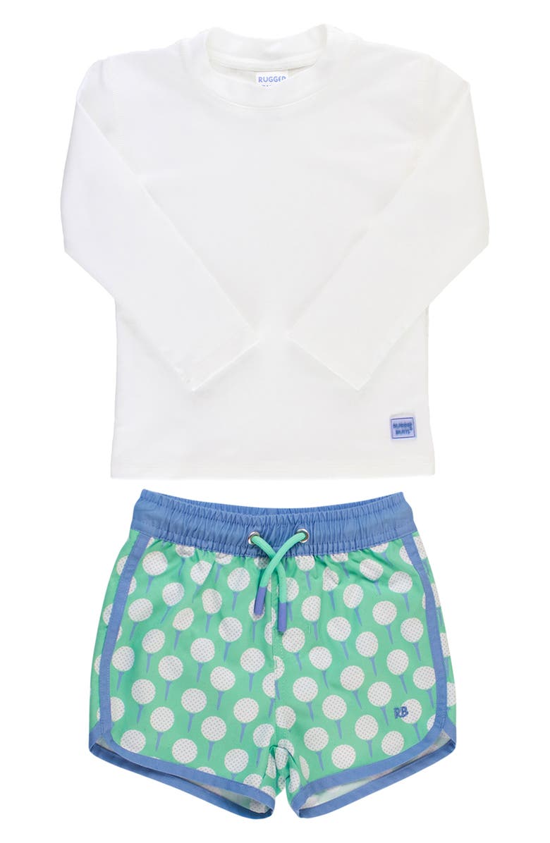RuggedButts Tee Time Long Sleeve Two-Piece Rashguard Swimsuit, Main, color, 