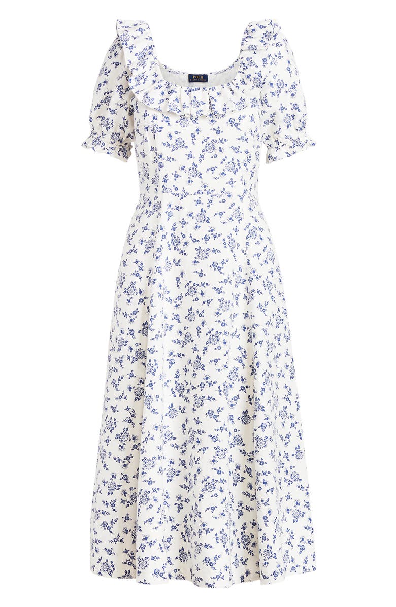 Polo Ralph Lauren Floral Print Ruffle Linen Dress, Alternate, color, 