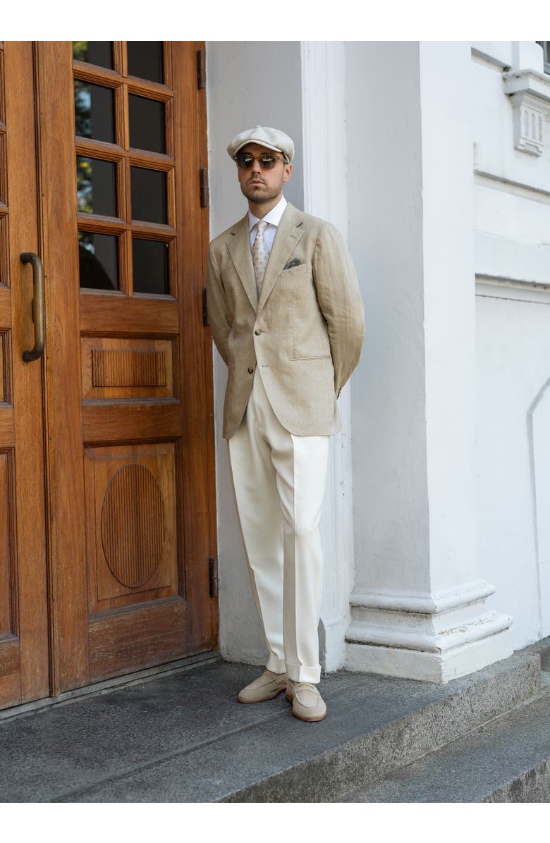 Elizabetta Antinori - Extra Long Printed Silk Tie for Men, Alternate, color, Beige