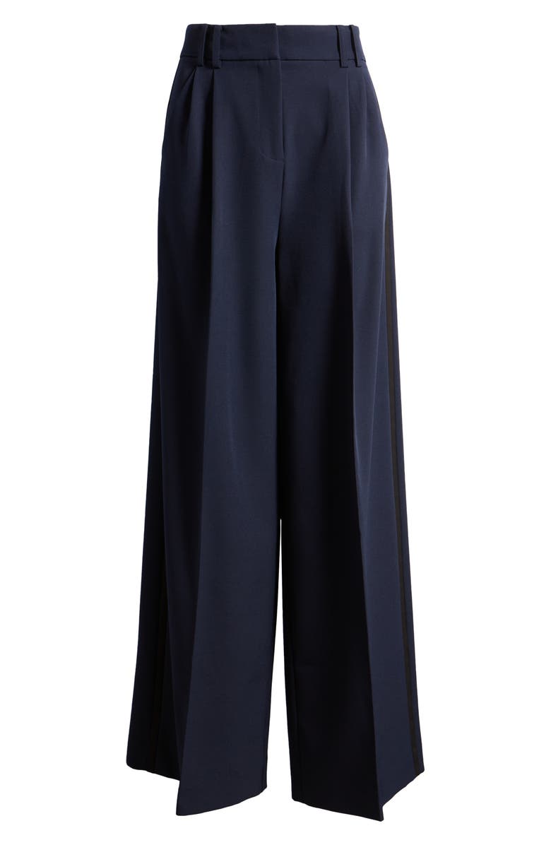 KOBI HALPERIN Side Stripe Stretch Twill Wide Leg Pants, Alternate, color, Navy