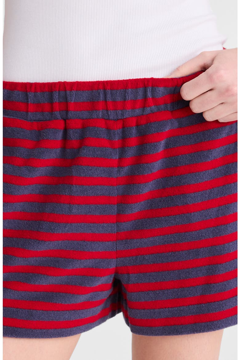 Terry Pull-On Shorts, Alternate, color, RED NAVY