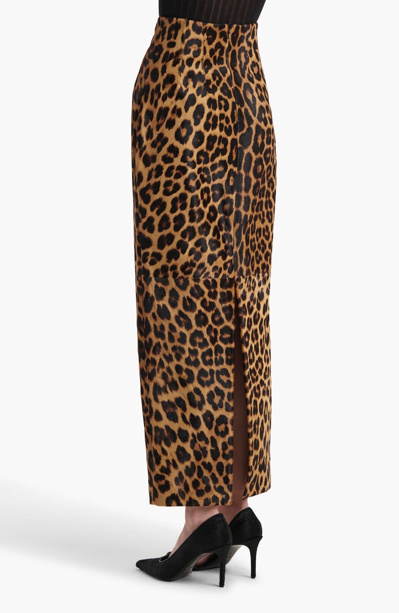 Khaite Loxley Leopard Print Genuine Calf Hair Pencil Skirt, Alternate, color, Leopard