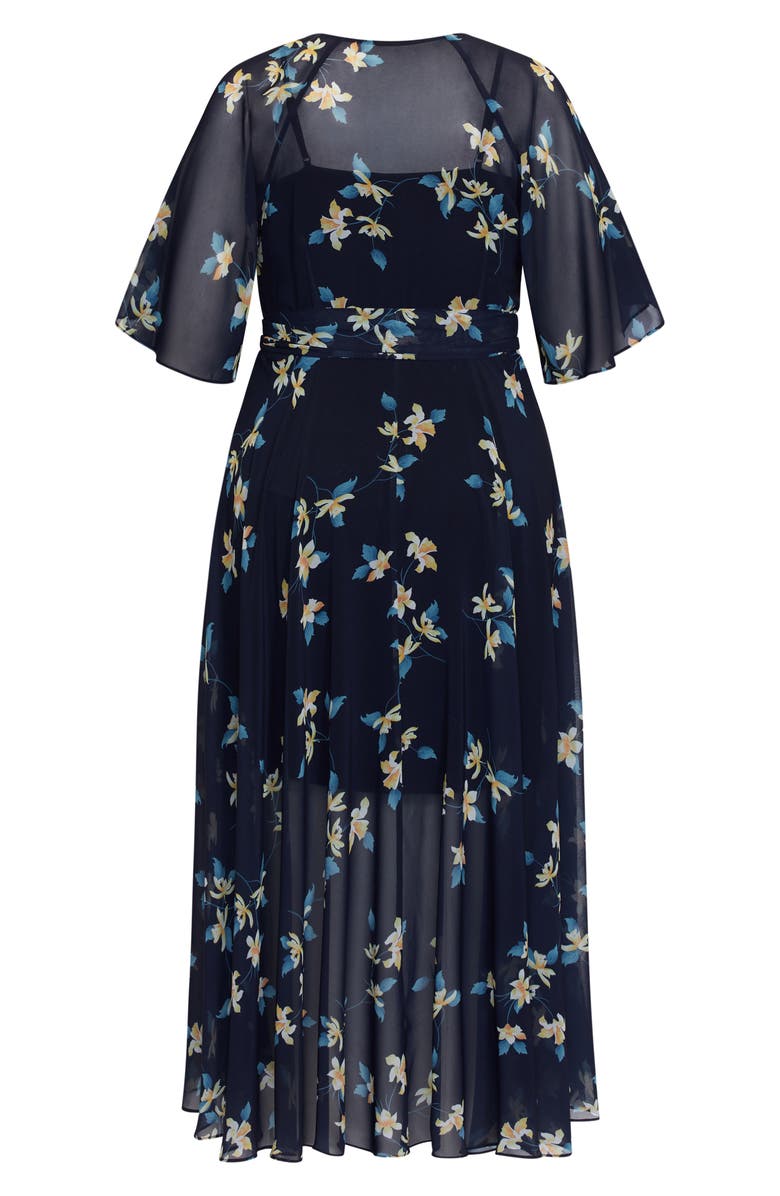 City Chic Akita Floral Wrap Dress, Alternate, color, 