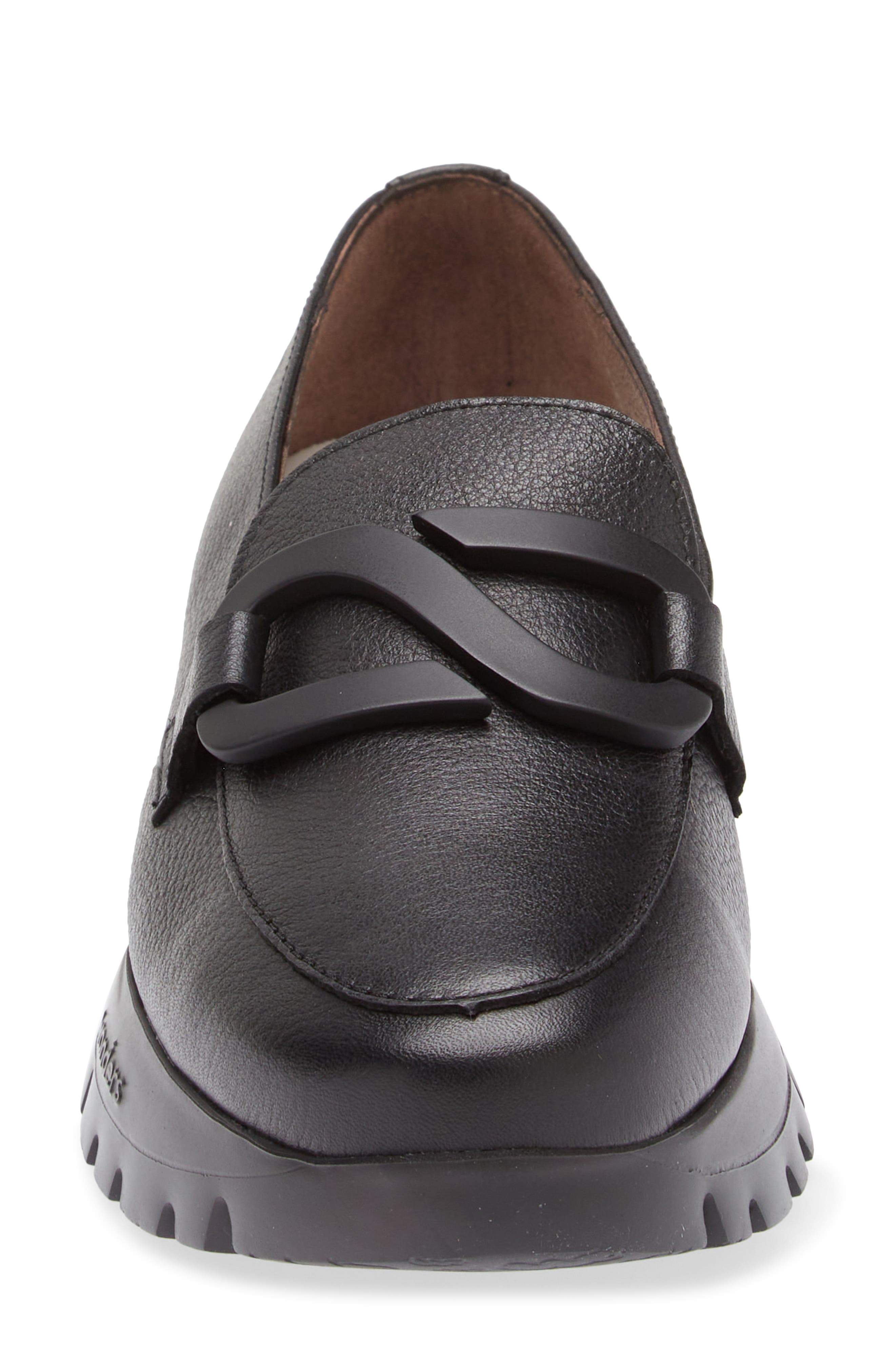 Wonders Lug Loafer, Alternate, color, Black Tumbled Leather