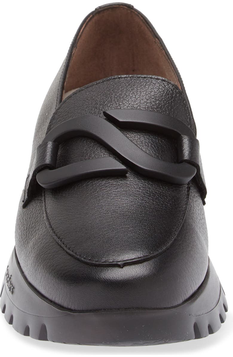 Wonders Lug Loafer, Alternate, color, Black Tumbled Leather