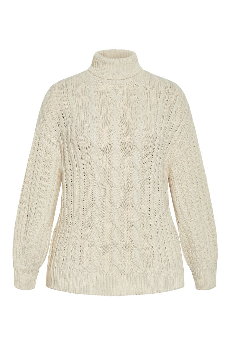 Avah Cable Stitch Turtleneck Sweater, Alternate, color, CREME