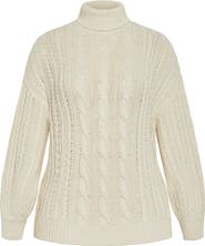 City Chic Avah Cable Stitch Turtleneck Sweater