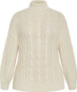 City Chic Avah Cable Stitch Turtleneck Sweater