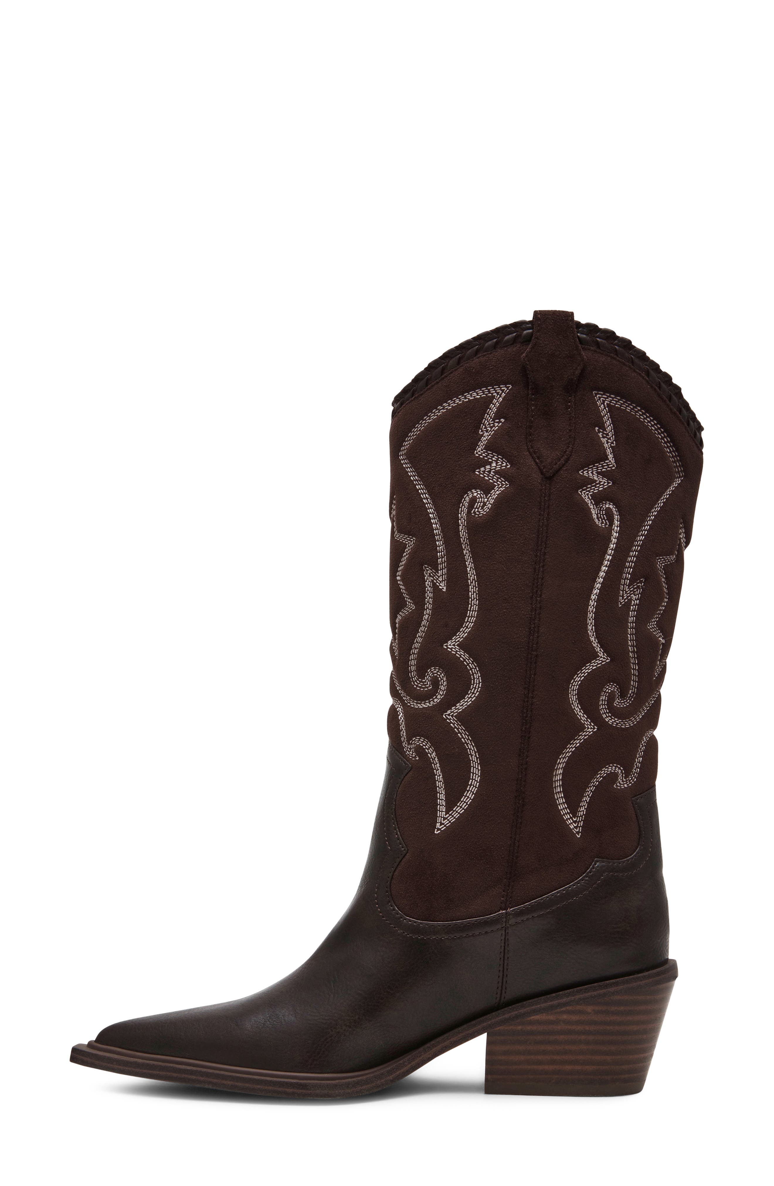 Gibbay Faux Leather Western Boot, Alternate, color, BROWN