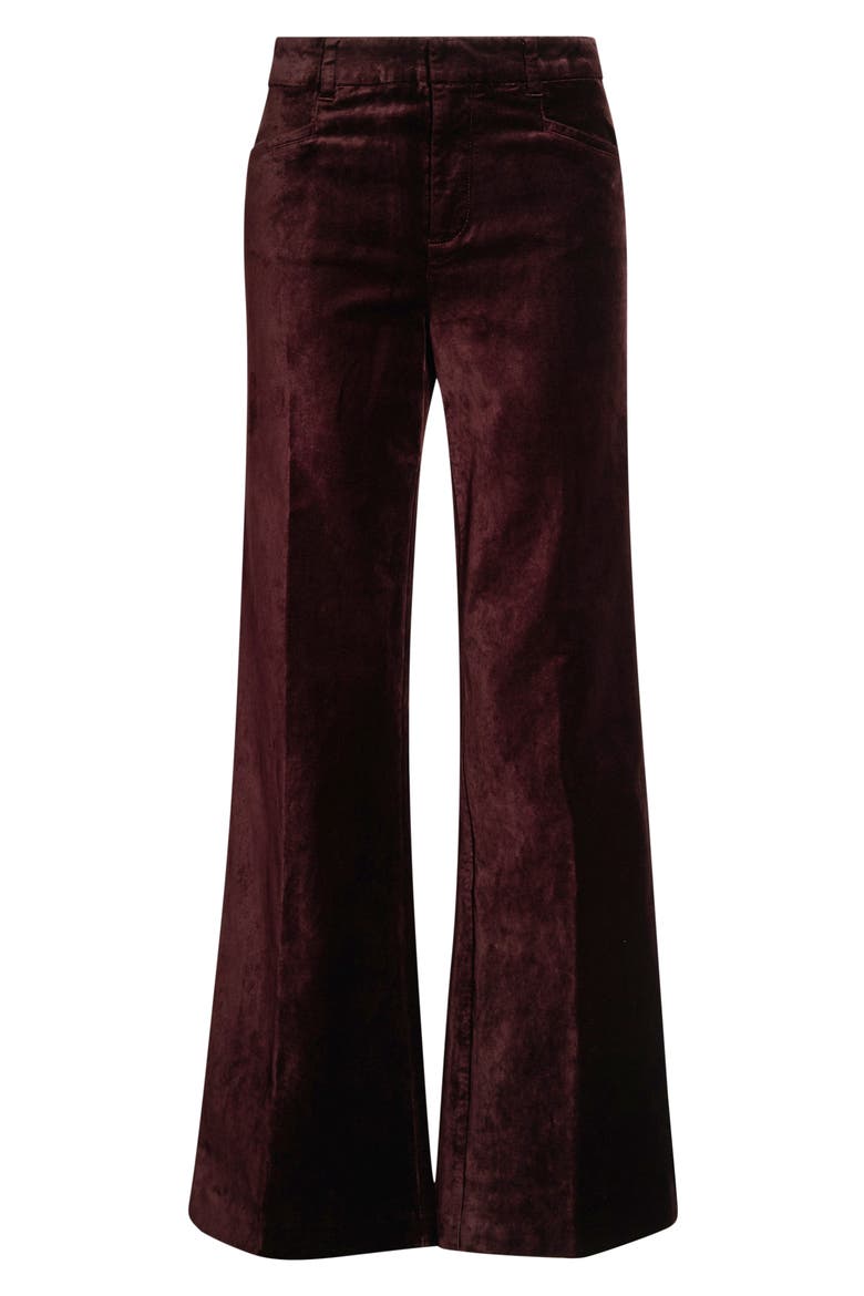 Leenah High Waist Wide Leg Velvet Trouser Jeans, Main, color, BURGUNDY