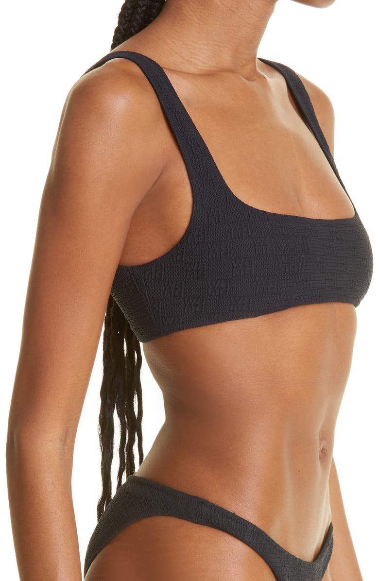 Alexander Wang Logo Jacquard Square Neck Bikini Top, Alternate, color,