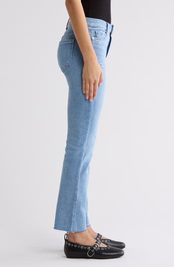 Cindy High Waist Raw Hem Ankle Straight Leg Jeans