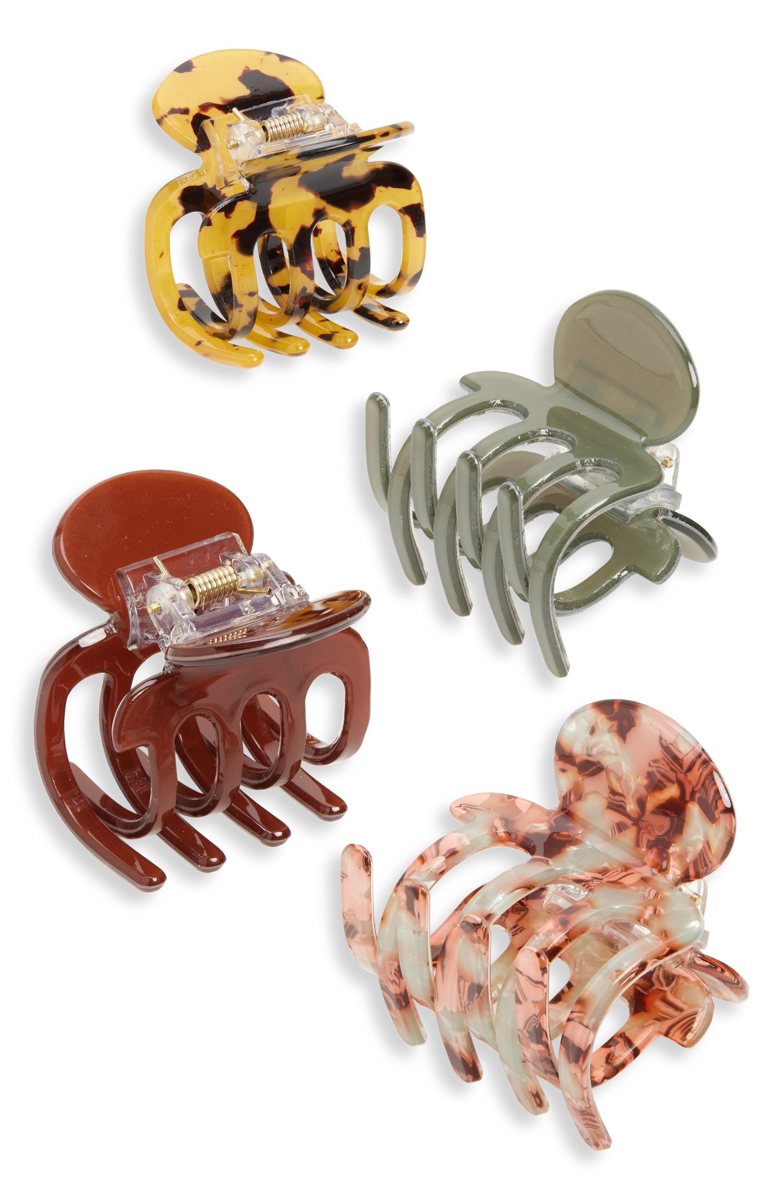 Tasha Assorted 4-Pack Claw Clips in Tortoise Multi 