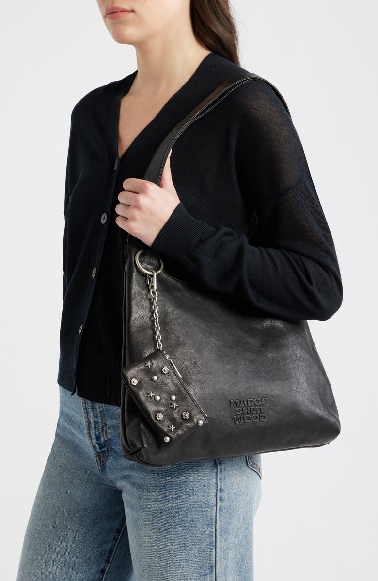 MARGESHERWOOD Halter Leather Hobo Bag, Alternate, color, Black Washed Nappa