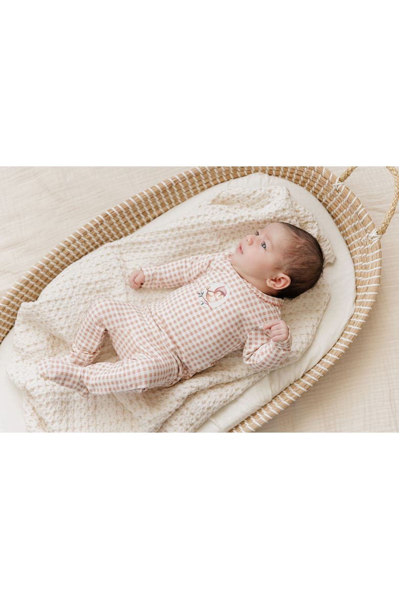 Gingham Owl Collection - Footie, Alternate, color, Blush