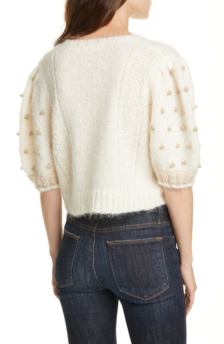 LoveShackFancy Cyrielle Mohair & Wool Blend Crop Sweater, Alternate, color, 