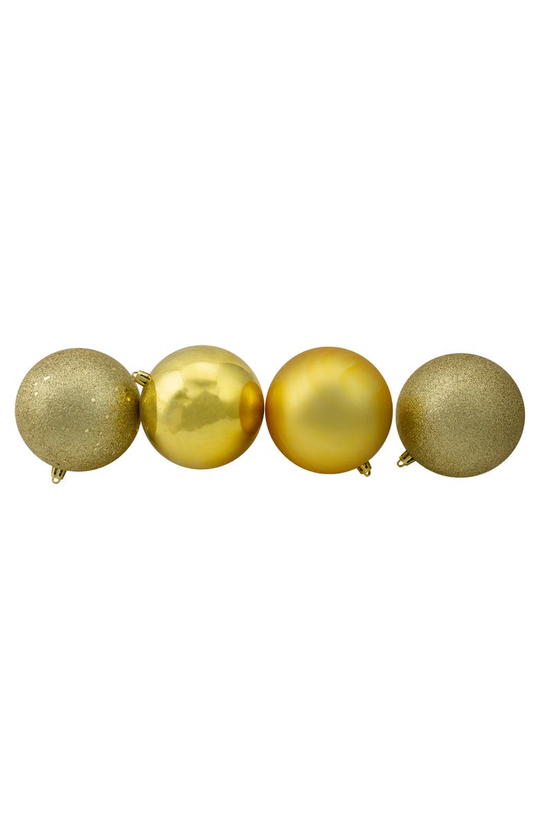 Northlight 12ct Gold Shatterproof 4-Finish Christmas Ball Ornaments 4", Alternate, color, Gold