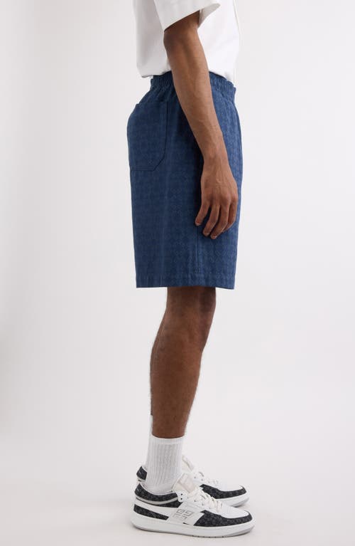 Givenchy Monogram 72 Jacquard Denim Bermuda Shorts In Grey/blue