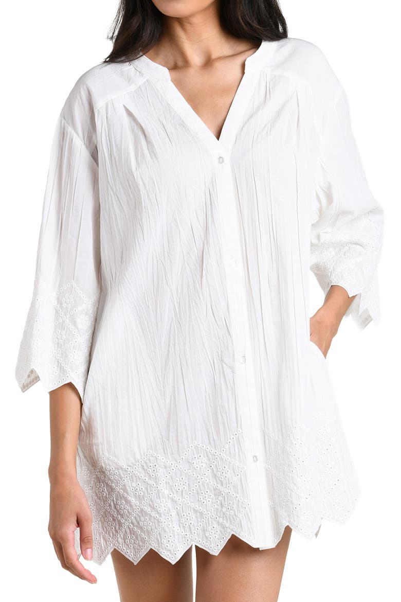 Crinkle Collective Cover-Up Minidress, Alternate, color, WHITE