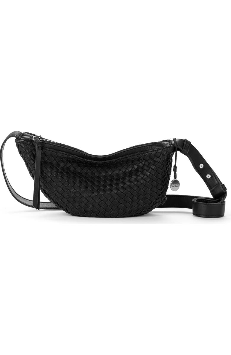 The Sak Tess Sling Leather Bag, Main, color, Woven Black