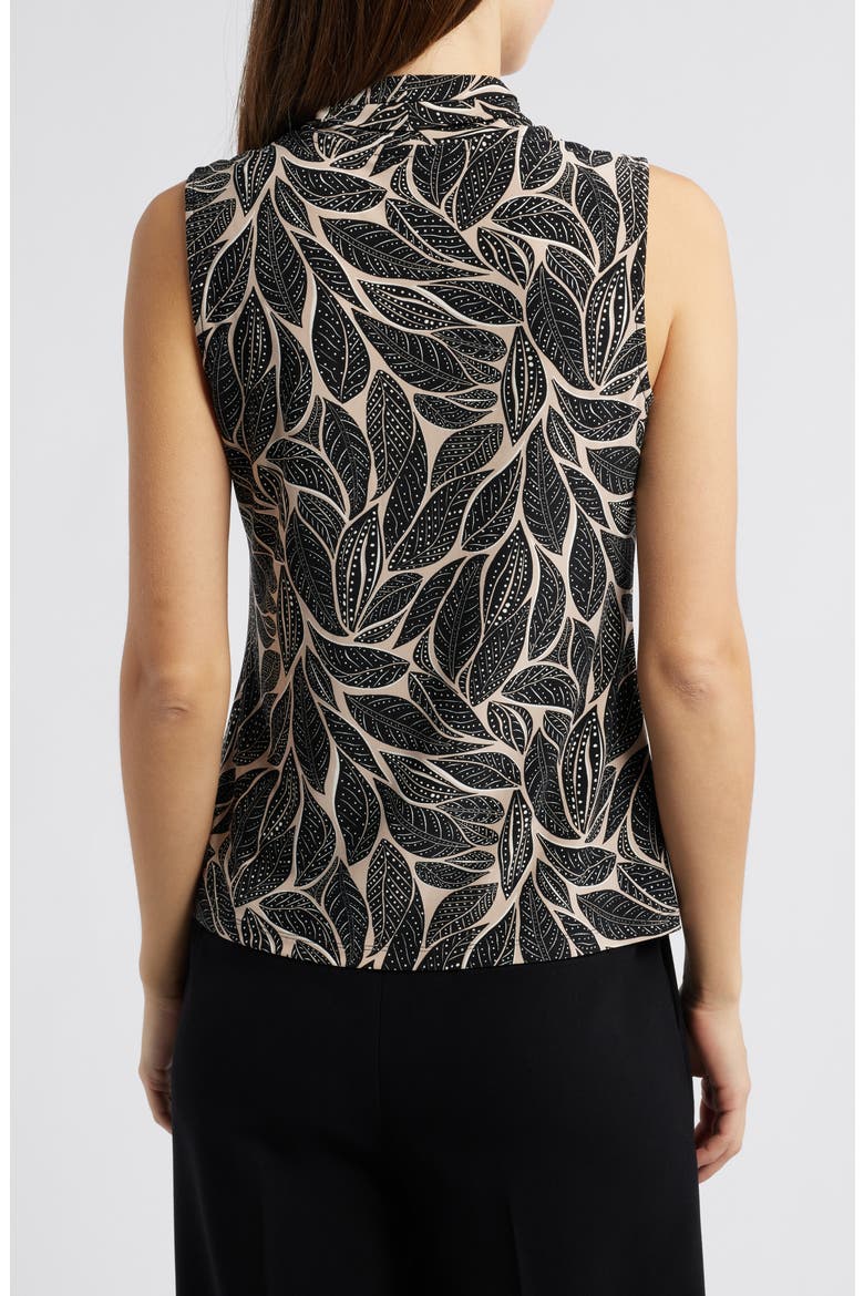 Leaf Print Sleeveless Top, Alternate, color, ANNE BLACK/ LATTE