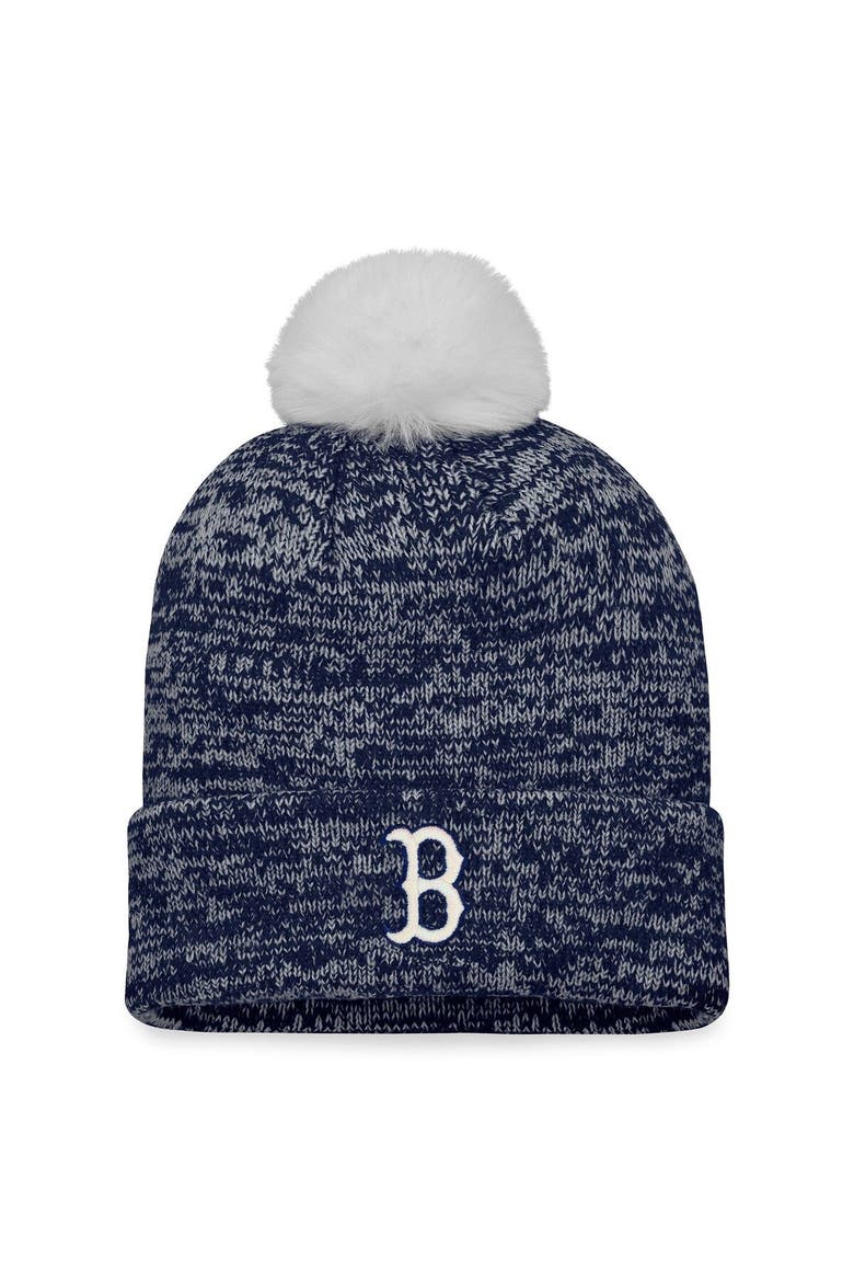Women's Fanatics Branded Navy/White Boston Red Sox Iconic Cuffed Knit Hat with Pom, Main, color, Navy