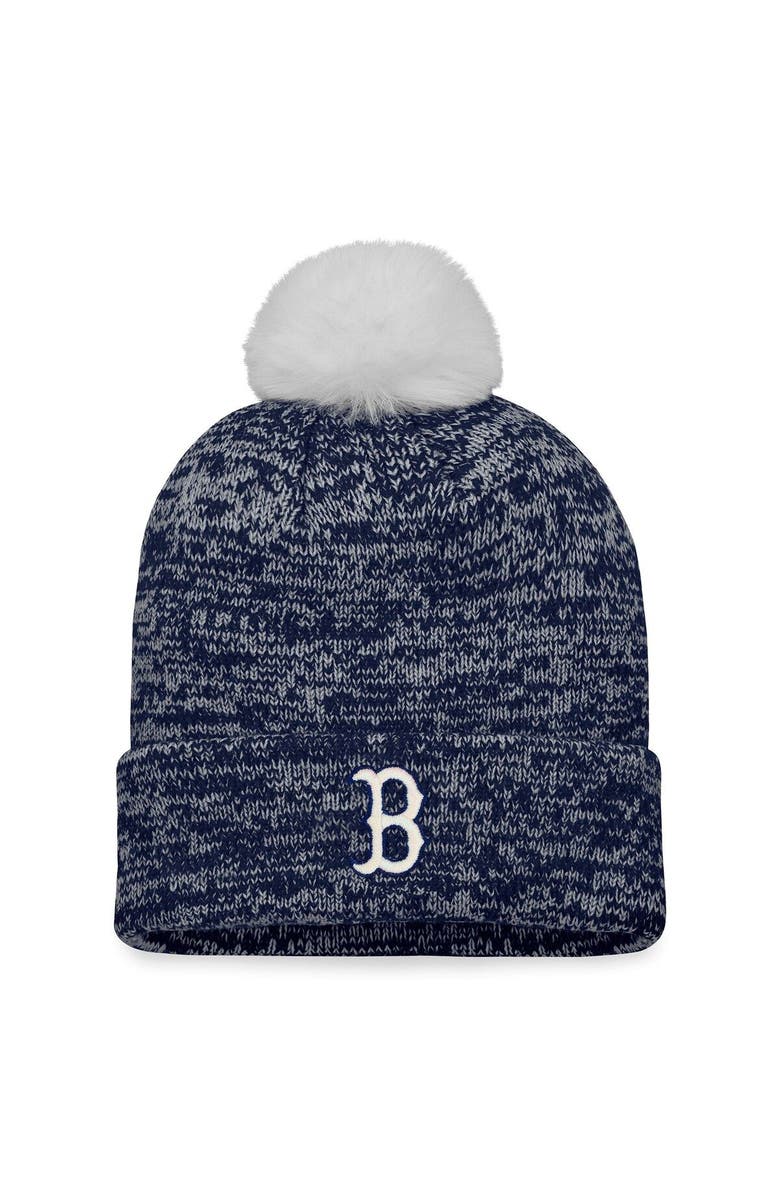 FANATICS Women's Fanatics Branded Navy/White Boston Red Sox Iconic Cuffed Knit Hat with Pom, Main, color,