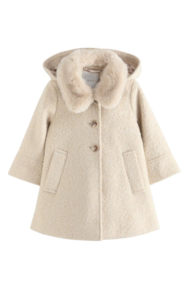 NEXT Kids' Faux Fur Collar Coat, Main, color, 