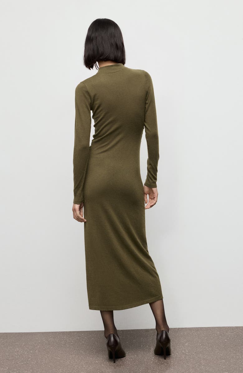 MANGO Long Sleeve Mock Neck Knit Dress, Alternate, color, Khaki Green