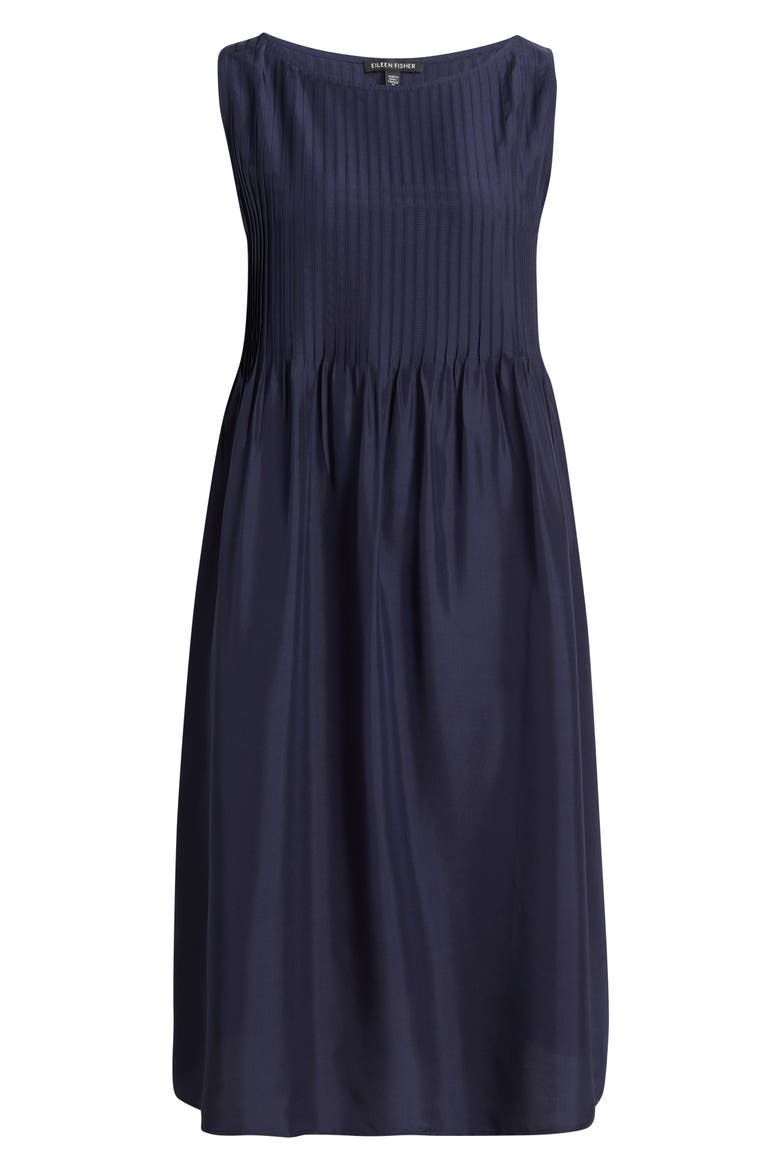Pleated Silk Dress, Alternate, color, INK