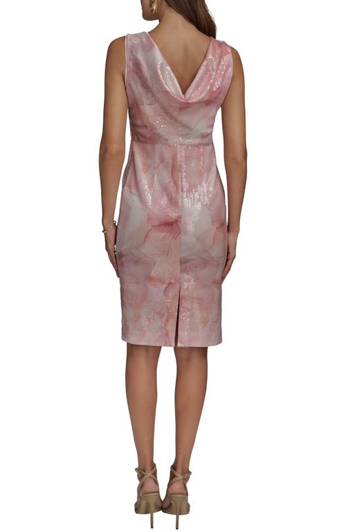 Donna Karan Sequined Cowl Back Dress In Apricot Mu