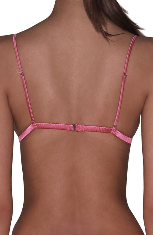 Fleur Du Mal Logo Luxe Wireless Silk Blend Triangle Bra In Pink Cadillac
