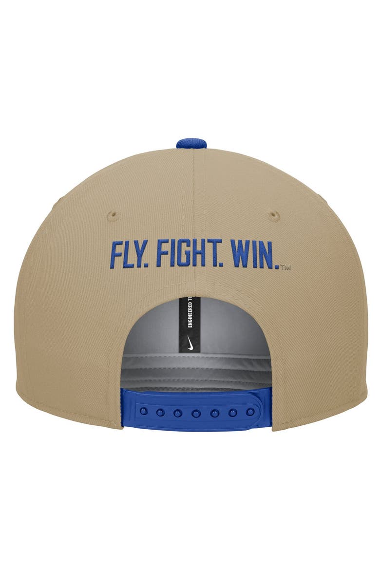 Men's Nike Beige/Royal Air Force Falcons Pro Dri-FIT Snapback Hat, Alternate, color, Beige