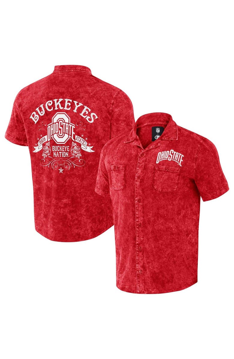 Darius Rucker Collection by Fanatics Men's Darius Rucker Collection by Fanatics  Scarlet Ohio State Buckeyes Team Color Button-Up Shirt, Main, color, 