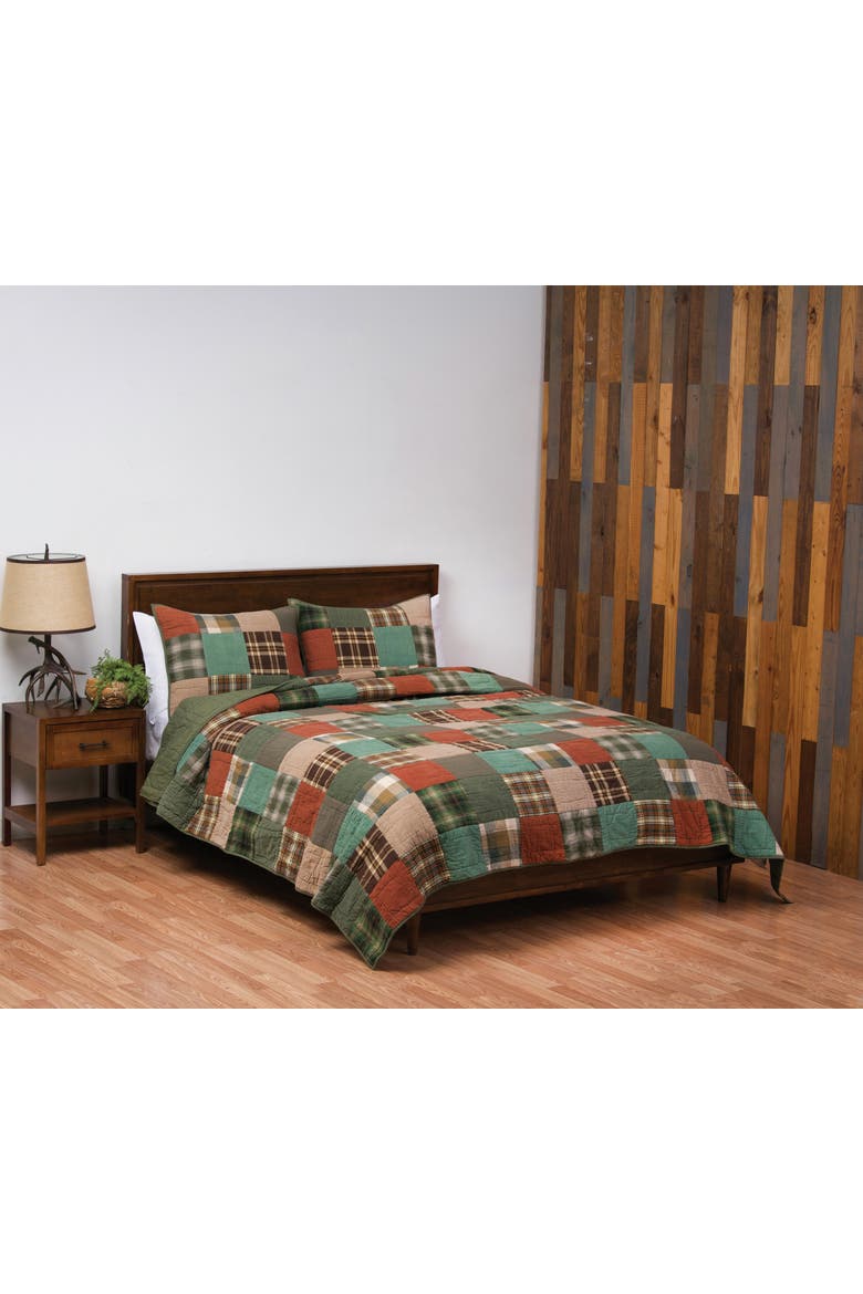 Aspen Patchwork Quilt Bedding Collection, Main, color, Brown