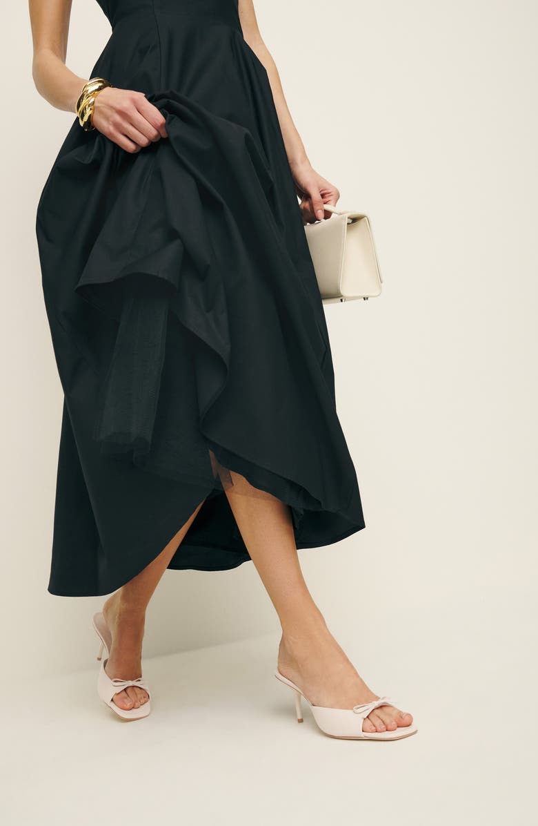 Reformation Clementine Heeled Mule Sandal, Alternate, color, Almond Leather