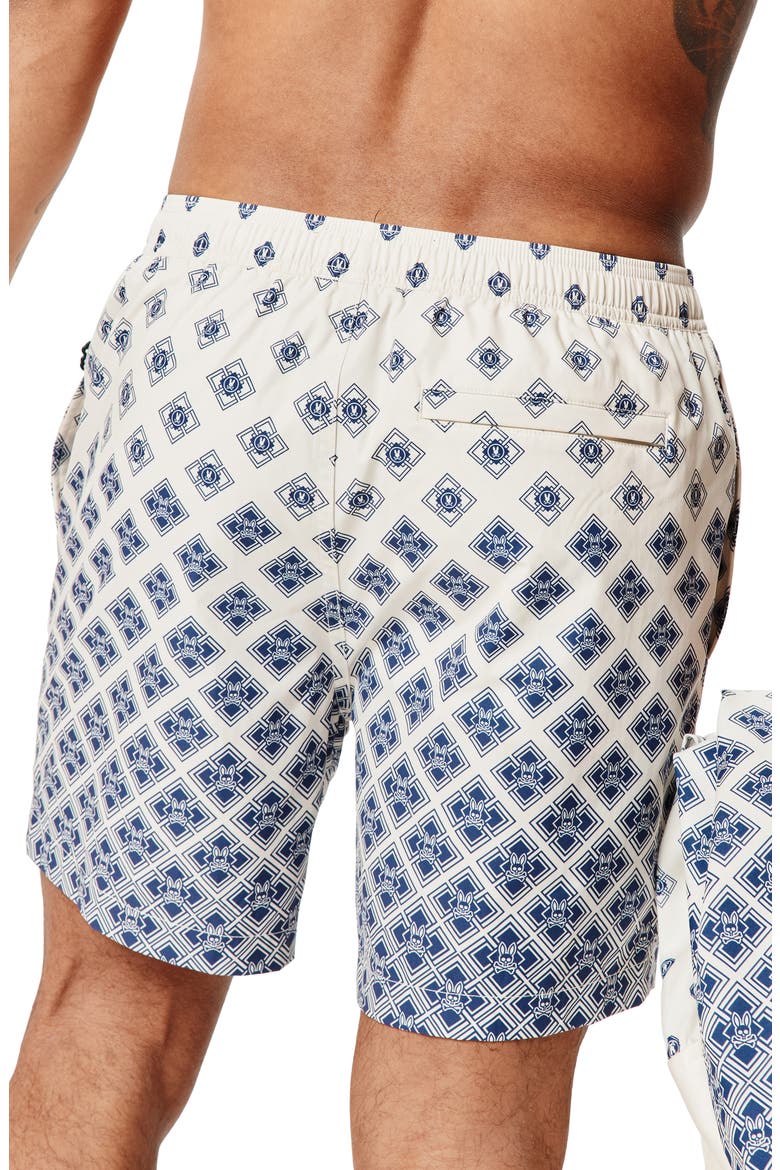 Tobias Geo Print 6-Inch Swim Trunks, Alternate, color, PRISTINE