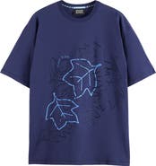 Scotch & Soda Loose Fit Leaf Embroidered Cotton T-Shirt
