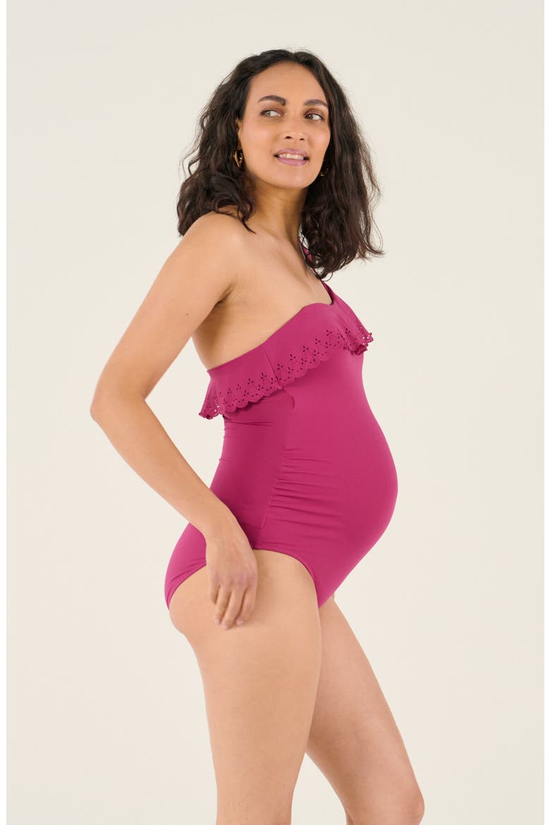 Bloom maternity swimsuit, Alternate, color, Fuschia