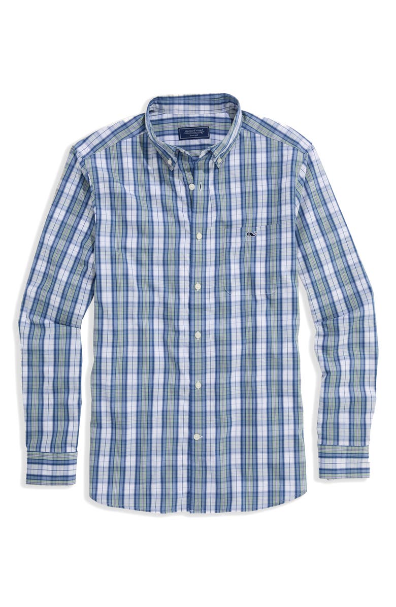 vineyard vines Washashore Classic Fit Plaid Stretch Cotton Button-Down Shirt, Alternate, color, Dune Grass