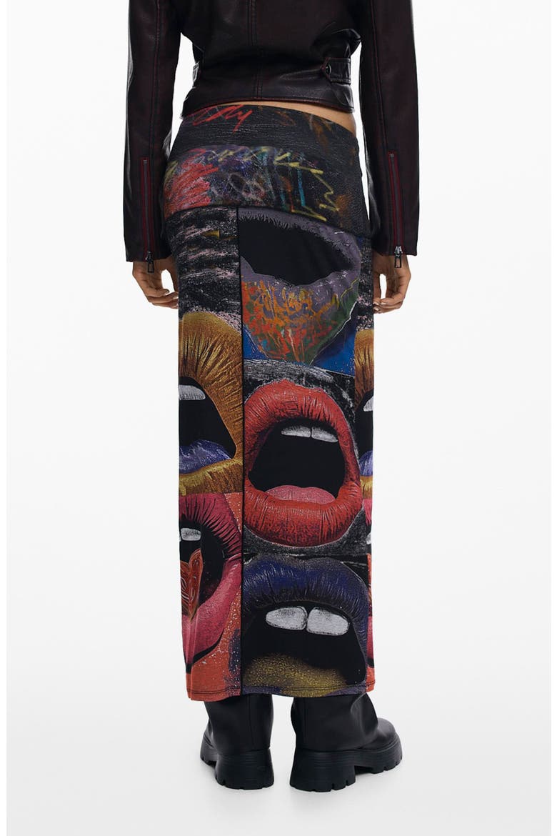 Graphic Maxi Skirt, Alternate, color, BLACK