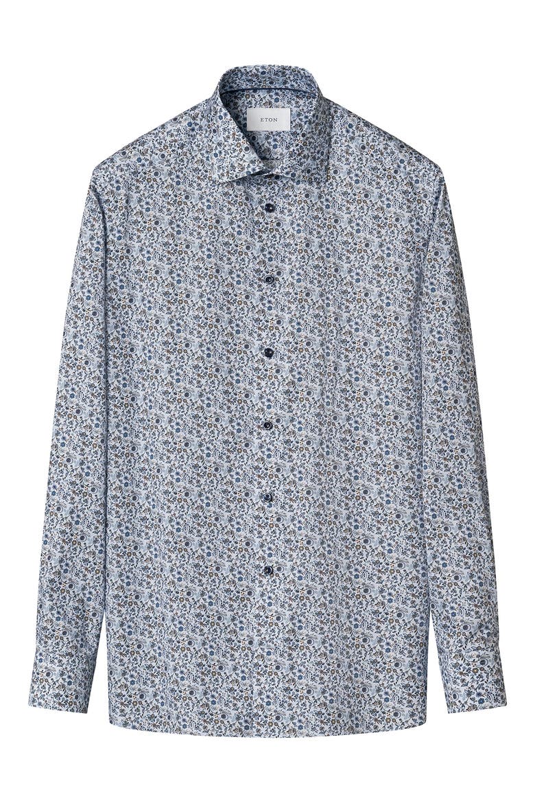 Contemporary Fit Floral Dress Shirt, Alternate, color, DARK BLUE