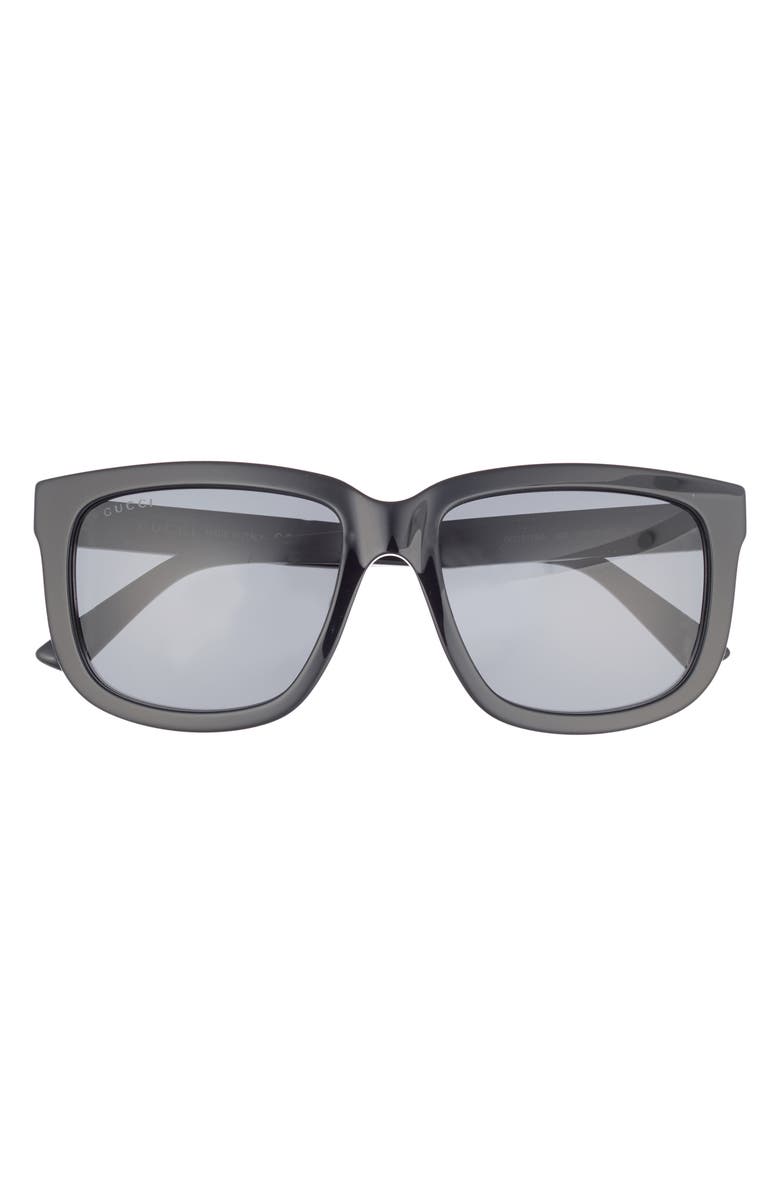 Gucci 55mm Square Sunglasses, Main, color, Black Black Grey
