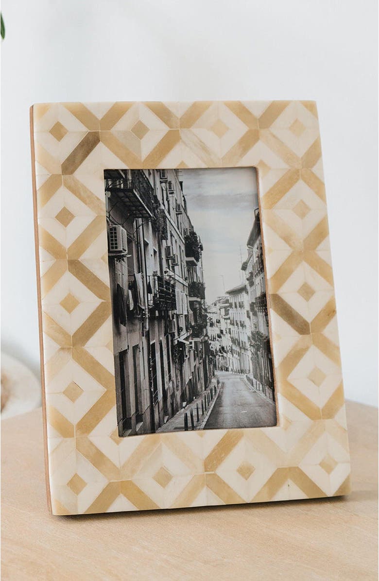 Matr Boomie Dari Sandstone Picture Frame - Hand Carved Bone, Alternate, color, White/Beige - Diamond