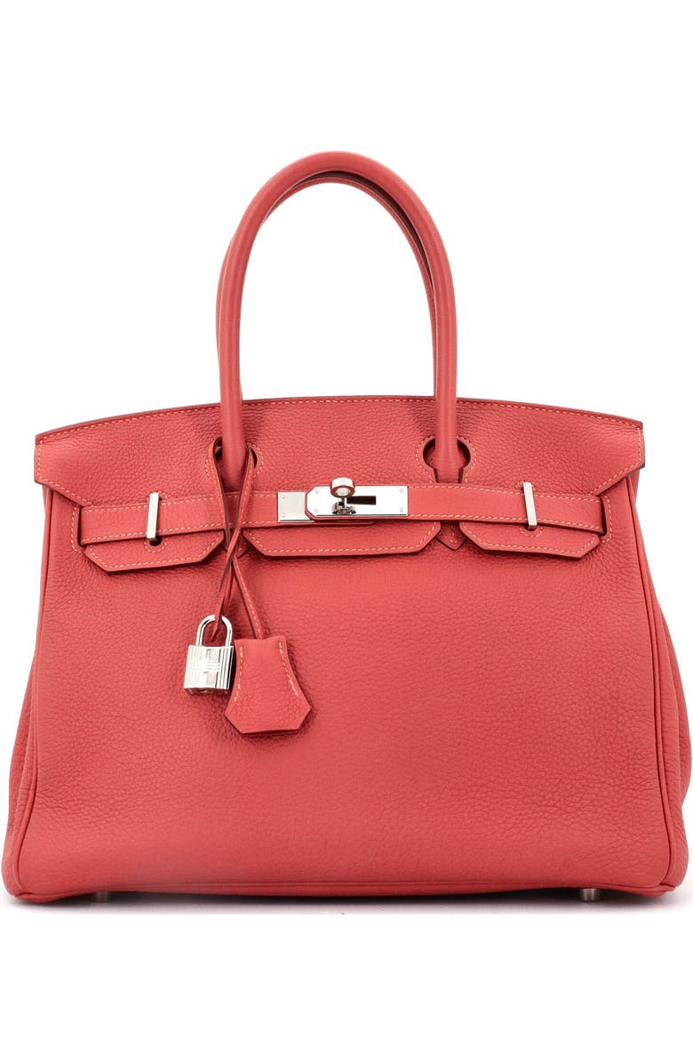 Pre-Owned Hermes Birkin Handbag Red Togo with Palladium Hardware 30, Main, color, Rouge Pivoine