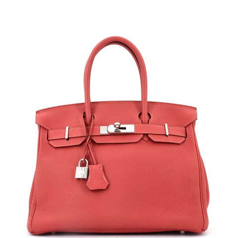Birkin Handbag Red Togo with Palladium Hardware 30