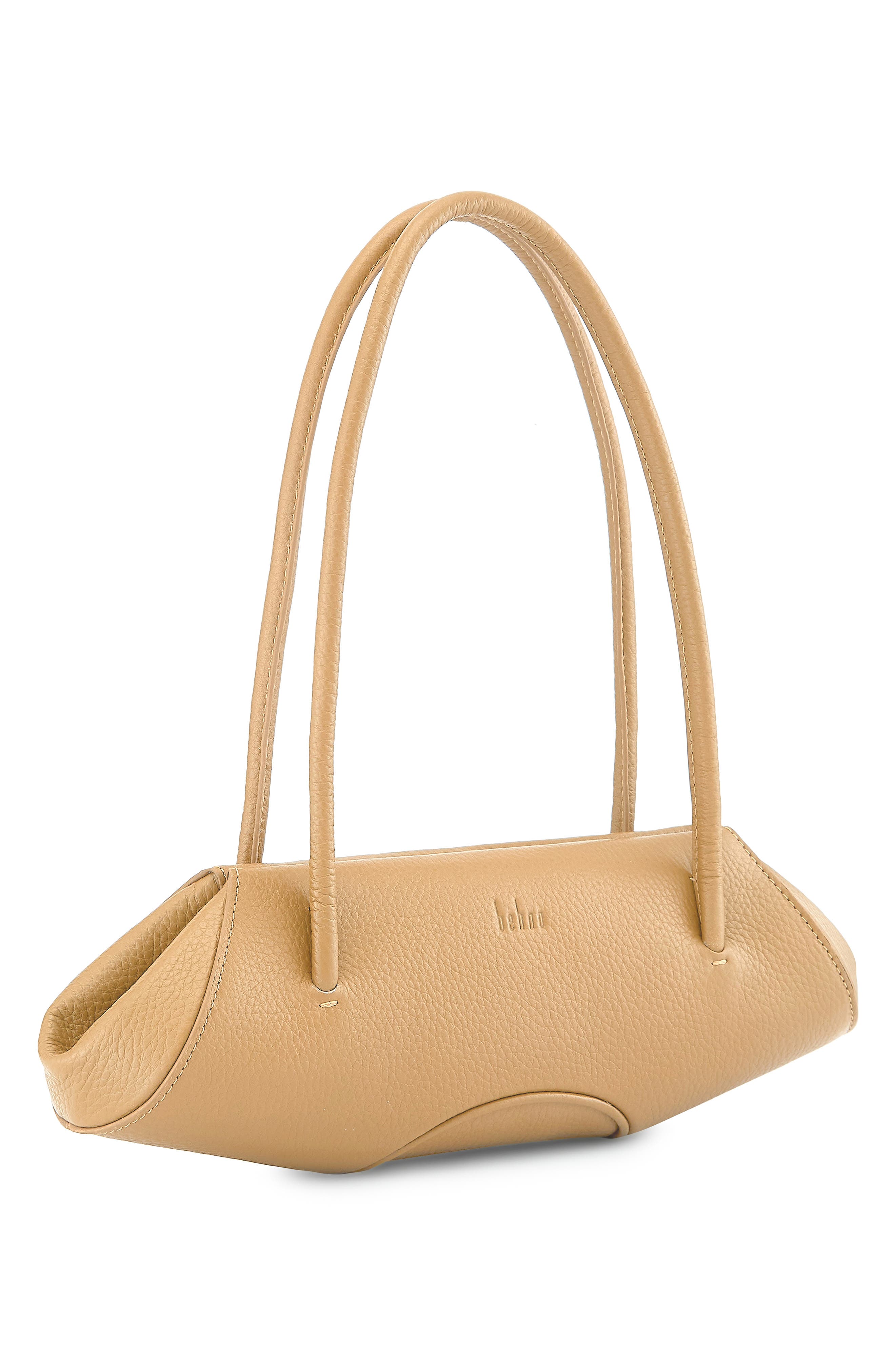 behno Mini Elizabeth Baguette Pebble Leather Shoulder Bag, Alternate, color, Bisque