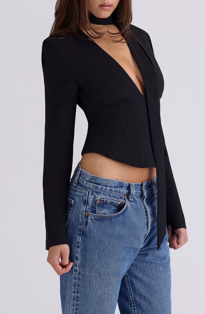 HOUSE OF CB Danya Corset Crop Top, Alternate, color, Black